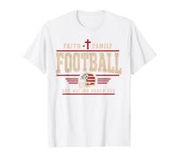 Football Faith Family Football American Flag Sports Player Camiseta gráfica económica, Hombre, Blanco, M