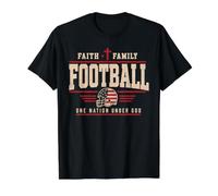 Football Faith Family Football American Flag Sports Player Camiseta gráfica económica, Hombre, Negro, XL