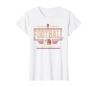 Football Faith Family Football American Flag Sports Player Camiseta gráfica económica, Mujer, Blanco, M