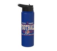 Football Faith Family Football American Flag Sports Player Stainless Steel Insulated Water Bottle