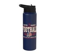Football Faith Family Football American Flag Sports Player Stainless Steel Insulated Water Bottle