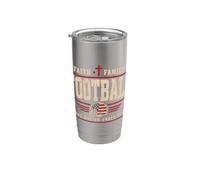 Football Faith Family Football American Flag Sports Player Vaso térmico de acero inoxidable de doble pared