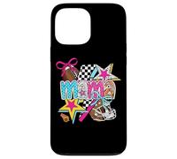 Football Mama Stars Bow, estilo damero Carcasa para iPhone 13 Pro Max