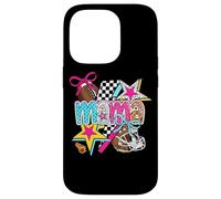 Football Mama Stars Bow, estilo damero Carcasa para iPhone 14 Pro