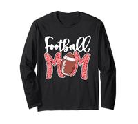 Football Mom Pink Leopard American Football Mother's Day Mama Manga Larga