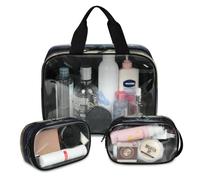 Football Player America - Bolsa de maquillaje de viaje para mujeres y hombres, bolsas de cosméticos translúcidas, 3 piezas, bolsa grande para ducha, organizador de artículos de tocador, color, L,