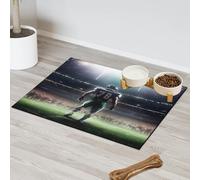 Football Player America - Tapete de alimentación de mascotas para gatos, perros, cuenco de agua, tapetes de alimentación para mascotas, tapetes absorbentes y antideslizantes que contienen derrames