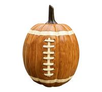 Football Pumpkin Decoration, Resin Fall Figurine, Halloween Table Ornament, Interactive Hand Painted Festive Accent, Ideal for Mantle, Shelf, Desk, Fireplace, Home Seasonal Display 6.69x5.91 Inches