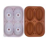 Football Silicone Mold, 3d Ice Mold, Chocolate Mould Tray, 4 Cavity Flexible Non Stick Design Sturdy Reusable Easy Release for Whisky Cocktails Coffee Water Fridge Freezer Candy Ice Ball Drink Use