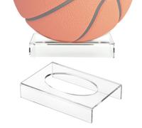 Football Stand - Acrylic Desktop Ball Holder Display Storage for Home Living Room Bar Workplace Retail Decor | Clear Acrylic Sports Ball Organizer Rack Set of 2 Soccer Basketball Rugbys Display