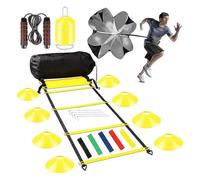 Football Training Set,Agility Speed Ladder,Coordination Ladder, Training Accessories Set - Including 6 m Training Ladder,8 x Cones for Slalom,Resistan