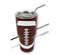 Football Tumbler Cup 30 oz with Lid Straw and Cleaner Gift for Mom M