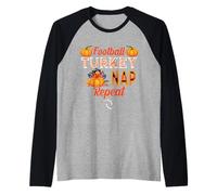 Football Turkey Nap Thanksgiving Thankful For Family Camiseta Manga Raglan