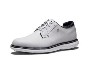 Footjoy Traditions Blucher - Zapatos de Golf para Hombre, Blanco/Blanco/Azul Marino, 7.5 Wide