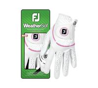 FootJoy WeatherSof - Guante de Golf para Mujer, Color Blanco/Rosa