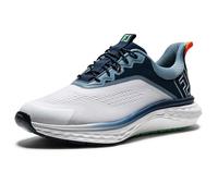 FootJoy Zapatos de golf Fj Quantum para hombre, Blanco/Peacoat/Aguamarina, 11 Wide