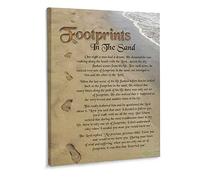 Footprints in The Sand - Lienzo decorativo para pared, diseño de poemas, listo para colgar, 12 x 16 pulgadas