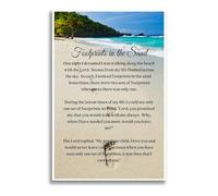 Footprints in The Sand Poem Wall Art, When Only One Set of Footprints Jesus Carried Me, Christian Canvas Print for Office Desk, Inspirational Gift Idea(Unframed,08x12inch(20x30cm))