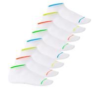 Footstar 8 pares de calcetines tobilleros fosforescentes unisex - Blanco & Neón 39-42