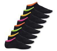 Footstar 8 pares de calcetines tobilleros Neon Flash - Negro 35-38