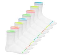 Footstar Calcetines de algodón para hombre y mujer (8 pares), diseño de neón, Blanco, 47-50