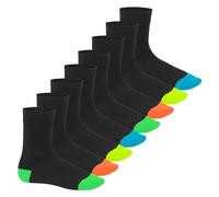 Footstar Calcetines de algodón para hombre y mujer (8 pares), diseño de neón, Funny Black, 39-42