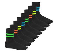 Footstar Calcetines de algodón para hombre y mujer (8 pares), diseño de neón, Sport Black, 47-50