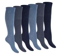 Footstar Medias de compresión para rodilla para mujer y hombre (6 pares) Medias sin costuras para diabéticos, azul, 39-42