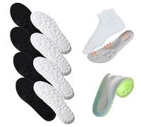 Footstr Insoles, Breathable Soft Foam Shoe Insole, 4d Cloud Technology Sweat-Absorbentsports Insole with Arch Support (4-Pairs-of-Black-4d-Insole,45-46)