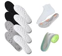 Footstr Insoles, Breathable Soft Foam Shoe Insole, 4d Cloud Technology Sweat-Absorbentsports Insole with Arch Support (2-pairs-of-black-2-pairs-of-gray,45-46)