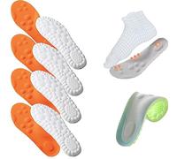 Footstr Insoles, Breathable Soft Foam Shoe Insole, 4d Cloud Technology Sweat-Absorbentsports Insole with Arch Support (4-Pairs-of-Orange-4d-Insole,41-42)