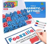 FOOZZILLA Kit de letras magnéticas para el aula con 210 piezas y tablero magnético de doble cara, juego de letras del alfabeto de espuma ABC para aprendizaje y ortografía para niños, profesores y