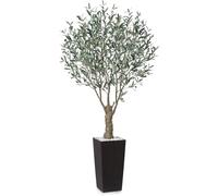Fopamtri Olivo Artificial 210 cm Plantas Artificiales Decorativas con Frutas Realistas, Planta Artificial Grande con Marrón Maceta Protección UV para Exterior Hogar Decoración (1 Pieza)