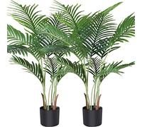 Fopamtri Planta de Palma de Areca Artificial 110 cm Palmera Falsa con 10 Troncos, decoración Moderna para Interiores y Exteriores, Plantas en macetas para la Oficina en casa (2 Piezas)