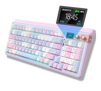 FOPATO H98 Teclado para juegos, estructura de junta intercambiable en caliente del 98 %, teclado mecánico de 3 modos, 96 teclas, teclado inalámbrico Bluetooth con RGB, teclas PBT, pantalla para
