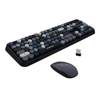 FOPETT Combo de Teclado y Mouse inalámbricos, 104 Teclas de tamaño Completo de 2.4 GHz, Teclado Colorido, Receptor USB Plug and Play, para Windows, Mac, PC, portátil, Escritorio (Gris)