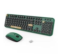 FOPETT Combo de teclado y mouse inalámbricos, 104 teclas de tamaño completo de 2.4 GHz, teclado colorido, receptor USB Plug and Play, para Windows, Mac, PC, portátil, escritorio, verde negro