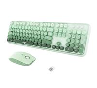 FOPETT Combo de teclado y mouse inalámbricos, 104 teclas de tamaño completo de 2.4 GHz, teclado colorido, receptor USB Plug and Play, para Windows, Mac, PC, portátil, escritorio