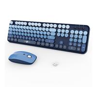 FOPETT Combo de teclado y mouse inalámbricos, 104 teclas de tamaño completo de 2.4 GHz, teclado colorido, receptor USB Plug and Play, para Windows, Mac, PC, portátil, escritorio
