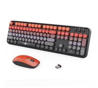 FOPETT Combo de teclado y mouse inalámbricos, 104 teclas de tamaño completo de 2.4 GHz, teclado colorido, receptor USB Plug and Play, para Windows, Mac, PC, portátil, escritorio (naranja degradado)