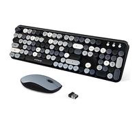 FOPETT Juego de teclado y mouse inalámbricos de 2.4 GHz con botón de interruptor, teclado de tamaño completo, compatible con Windows, laptop, PC, portátil, Smart TV y más, color gris colorido