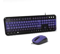 FOPETT Teclado de computadora con cable USB, teclado retro para máquina de escribir, teclado de oficina de tamaño completo con almohadilla numérica, indicadores de tapas, soportes plegables, para PC