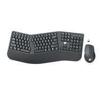 FOPETT Teclado ergonómico inalámbrico para PC, combo de teclado inalámbrico y mouse de tamaño completo de 2.4 G, cómodo teclado dividido natural para computadora con Windows, computadora de escritorio