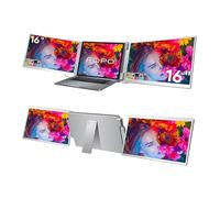 FOPO Extensor de pantalla para laptop de 16 pulgadas con triple monitor -FHD 1200P 16:10, pantalla izquierda, monitor portátil abatible de 360° para portátiles de 12 a 18.5 pulgadas con HDMI/USB-C
