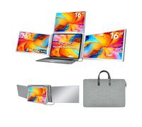 FOPO Extensor de pantalla portátil de 16 pulgadas, monitor cuádruple, solo 1 cable para 3 pantallas, extensor de laptop FHD 1200P IPS compatible con Wins/Mac para portátiles de 13.6 a 18.5 pulgadas