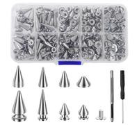 Foppla 359pcs Punk Spike Kegel Spike Nieten Cool Punk Rockbolzen Schraube Back Bolzen Metalljacke Spike Bolzen, für Taschen DIY Leder Handwerk Armbänder Halskette Kleidung Schuhtasche Handwerk