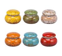 Foppla 6 urnas pequeñas de cerámica para cenizas humanas, recuerdo, urnas compactas para cenizas, urna portátil de recuerdo, mini urna decorativa, juego de urna pequeña para cenizas humanas y mascotas