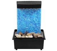 Foppla Fuente de mesa, fuente de agua de mesa interior, fuente de meditación de cascada de escritorio para el hogar, fuente de relajación sonora para mesa, oficina, hogar, dormitorio (agua azul mar)