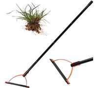 Foppla Látigo de hierba con hoja de acero dentado de doble filo, cortador manual de hierba con mango de 30 pulgadas, herramienta de mano para cortar malas hierbas en zanjas de campo de patio