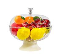 Fopudy Frutero de encimera con tapa para cocina, cuenco decorativo con pedestal para decoración de mesa, soporte para cesta de frutas para frutas, productos, verduras, pan, hogar (transparente)